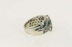 14K White Gold 1.75 Ctw Blue and White Diamond Heart Ring