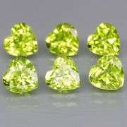 Fantastic 5.03ct 6x6mm heart cut Peridot set