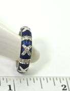Exquisite 18K White Gold Blue Enamel Hidalgo Band