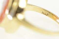 14K Yellow Gold Carved Shell Cameo Vintage Statement Ring