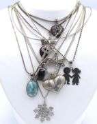 Big group lot of vintage 925 sterling silver necklaces