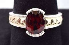 Sterling Silver Red Garnet Gemstone Ring