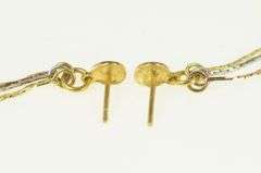 18K Yellow Gold Tri Tone Dangle Beaded Fringe Chain Earrings