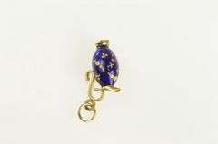 18K Yellow Gold 3D Cloisonne Enamel Vase Pitcher Charm/Pendant