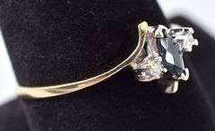 Angelic 14K Yellow Gold Blue Sapphire and Diamond Ring