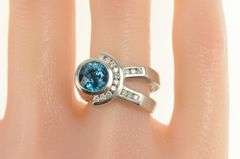 Palladium 4.18 Ctw Blue Zircon Diamond Geometric Ring