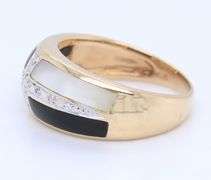 14kt Yellow gold black onyx and MOP diamond accent ring