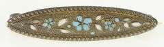 14K Yellow Gold Victorian Enamel Forget Me Not Flower Pin/Brooch