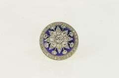 14K Yellow Gold 1.50 Ctw Diamond Enamel Domed Star Ring