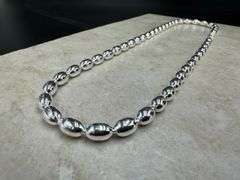 Sterling Silver Italian Oval Ball Bead Chain 6mm 925 Italy Rice Necklace 20"