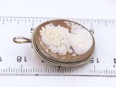 Lot of 2 Cameo pendants brooches in sterling silver