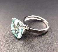 Dazzling 7.75 Ct Vvs1 Ice Green Fire Moissanite 14 Kt White Gold Plated Ring