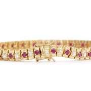 18 Kt Gold Plated Natural Ruby Natural Diamond Bracelet