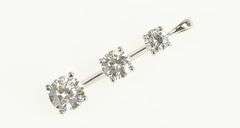 10K White Gold Tiered Graduated Cubic Zirconia Journey Pendant