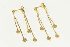 18K Yellow Gold Scallop Sea Shell Ocean Beach Motif Earrings