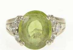 14K White Gold Peridot Marquise Diamond Modern Cocktail Ring
