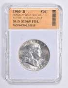 MS69 FBL 1960-D Franklin Silver Half Dollar Full Bell Lines SGS