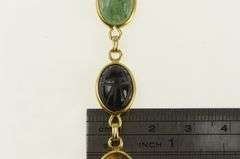 14K Yellow Gold 1960's Carved Egyptian Scarab Stone Bracelet