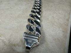Men's 15.5mm Solid .925 Sterling Silver Flat Curb Chain Link Italy Bracelet 9" inch