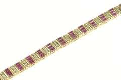 14K Yellow Gold 1.16 Ctw Baguette Ruby Diamond Tennis Bracelet