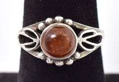 Cute Sterling Silver Amber Gemstone Ring