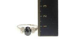 18K White Gold 2.00 Ctw Black Tourmaline Diamond Statement Ring