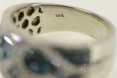 14K White Gold 1.75 Ctw Blue and White Diamond Heart Ring