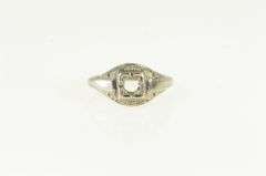 18K White Gold Art Deco Filigree Engagement Setting Ring