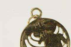 14K Yellow Gold Turtle Poking Head In Water Round Charm/Pendant