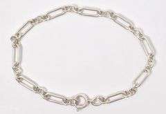 Cute Sterling Silver Elongated Chain Bracelet