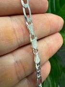 Sterling Silver Diamond-Cut Figaro Link Chain 4.5mm Solid 925 Italy Bracelet 7" inch
