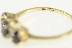 10K Yellow Gold Vintage Sapphire Diamond Engagement Ring