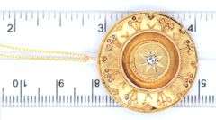 14kt Yellow gold mine cut diamond pendant on chain necklace