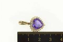14K Yellow Gold Heart Amethyst Diamond Halo Love Symbol Pendant