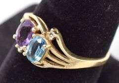 Saintly 14K Yellow Gold Amethyst and Topaz Gemstone Ring