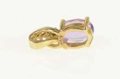 14K Yellow Gold Oval Amethyst Emerald Vintage Pendant