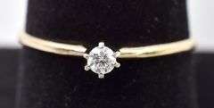 Cute 10K Yellow Gold Solitaire Diamond Ring