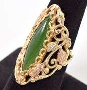 Incredible 10K Yellow Gold Nephrite Gemstone Ring