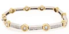 3.00ctw Round Diamond Hexagon Station Link Bracelet in 18K