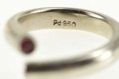 Palladium 0.36 Ctw Natural Ruby Inset Wrap Design Ring