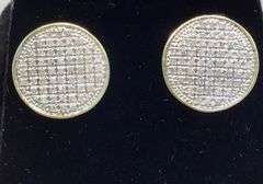 10K YELLOW GOLD ROUND PAVE DIAMOND STUDS