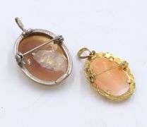 Lot of 2 Cameo pendants brooches in sterling silver