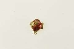 18K Yellow Gold 3D Puffy Enamel Fish Retro Animal Charm/Pendant