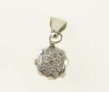 18K White Gold Vintage Round Cluster CZ Statement Charm/Pendant