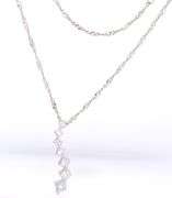 14kt White gold 1.50ctw Princess cut diamond Journey pendant on chain necklace
