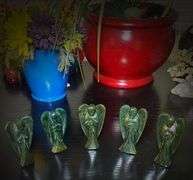 Natural Certified Amazing 1275 Cttw Jade 5 Piece Carved Angels Set