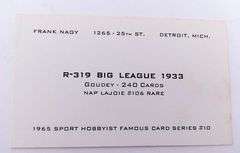 Rare Nap Lajoie 1965 Sport Hobbyist Baseball Card
