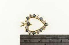 14K Yellow Gold White & Blue Sapphire Classic Heart Pendant