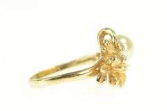 14K Yellow Gold Pearl Floral Cluster Statement Tropical Flower Ring