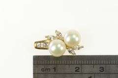 10K Yellow Gold Classic Pearl CZ Accent Cluster Statement Pendant